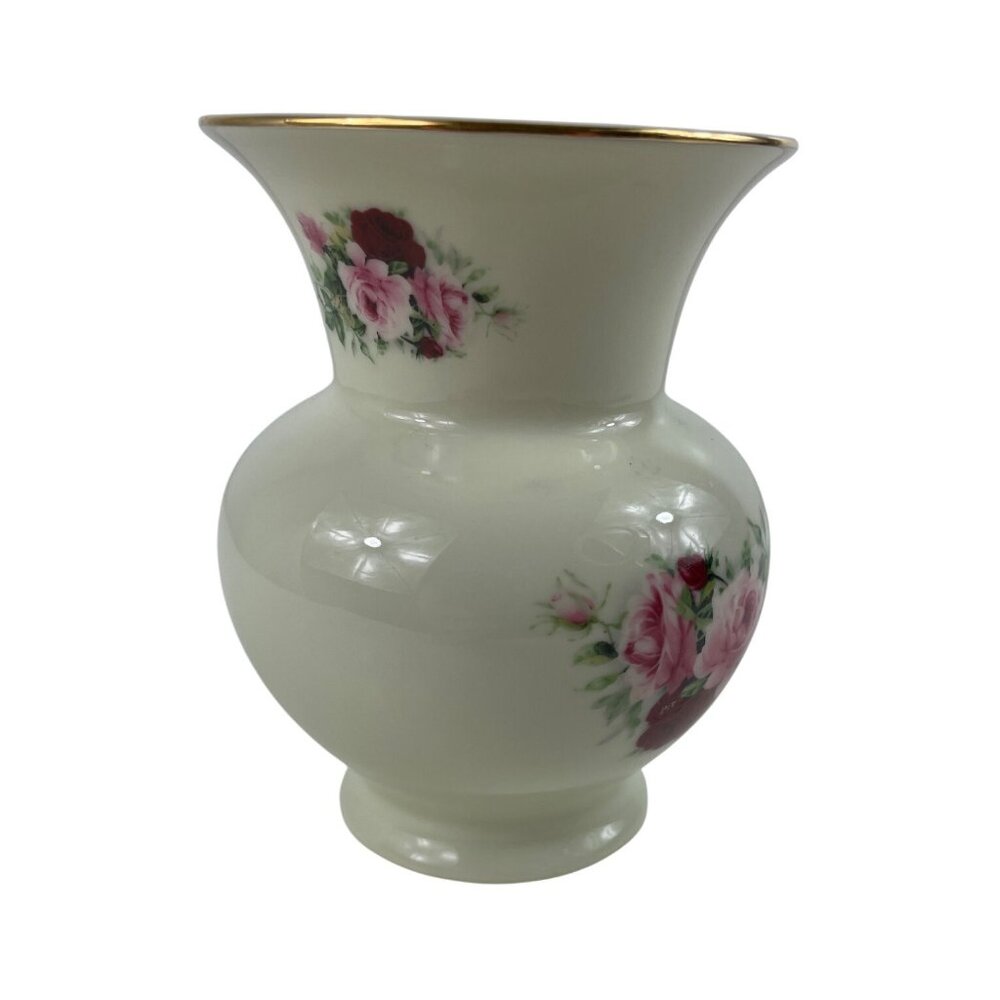 Formalities By Baum Bros Porcelain Vase With Floral Design & Gold Rim - Picture 5 of 12